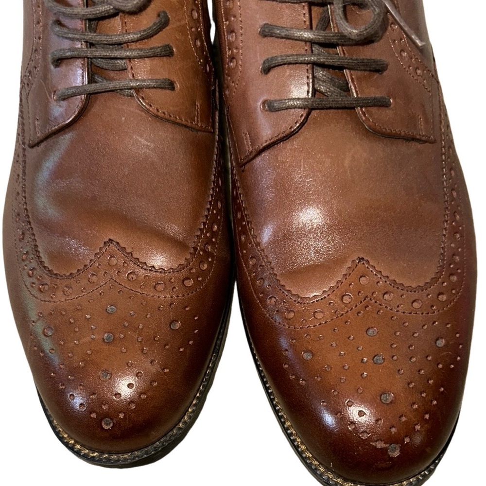 Stacy Adams Shoes Mens 9.5W Cognac Garrison Wingtip Oxfords 24916-221 Brown - Picture 12 of 13